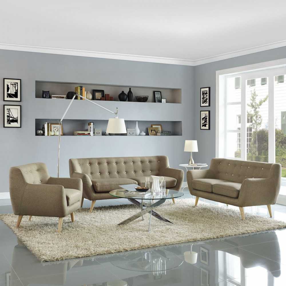 Remark 3 Piece Living Room Set, Brown