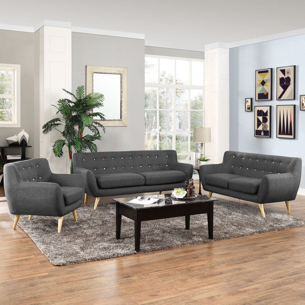 Remark 3 Piece Living Room Set, Gray, EEI-1782-GRY-SET