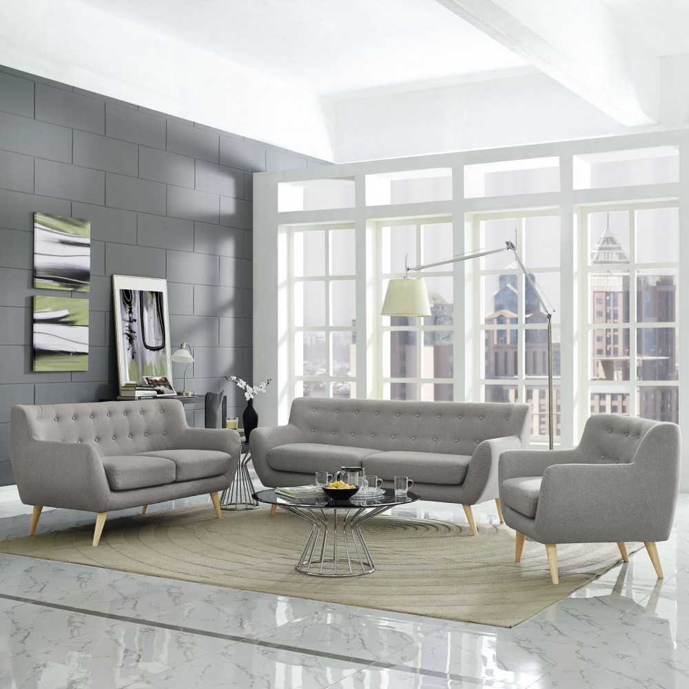 Remark 3 Piece Living Room Set, Light Gray, EEI-1782-LGR-SET