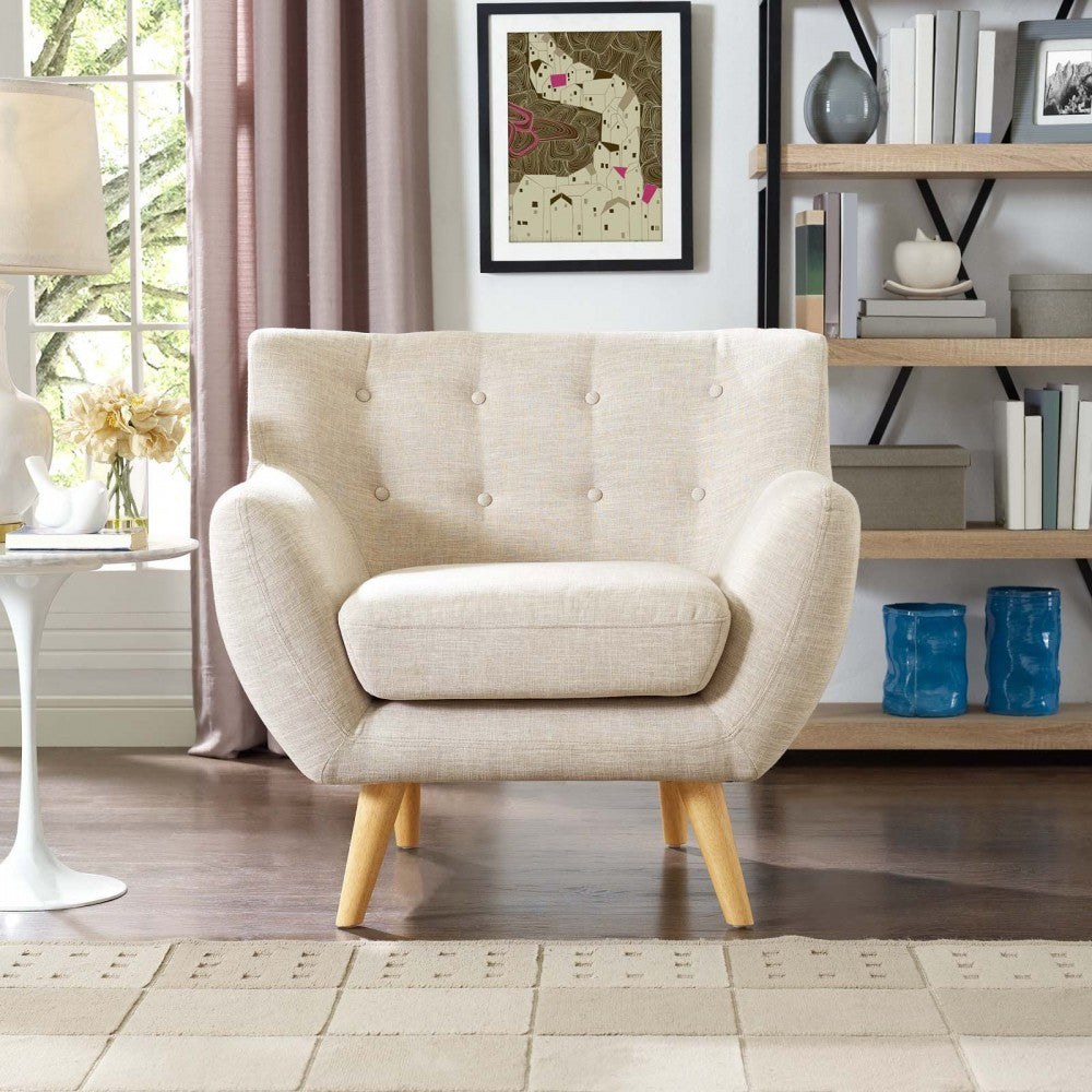 Remark Upholstered Fabric Armchair, Beige