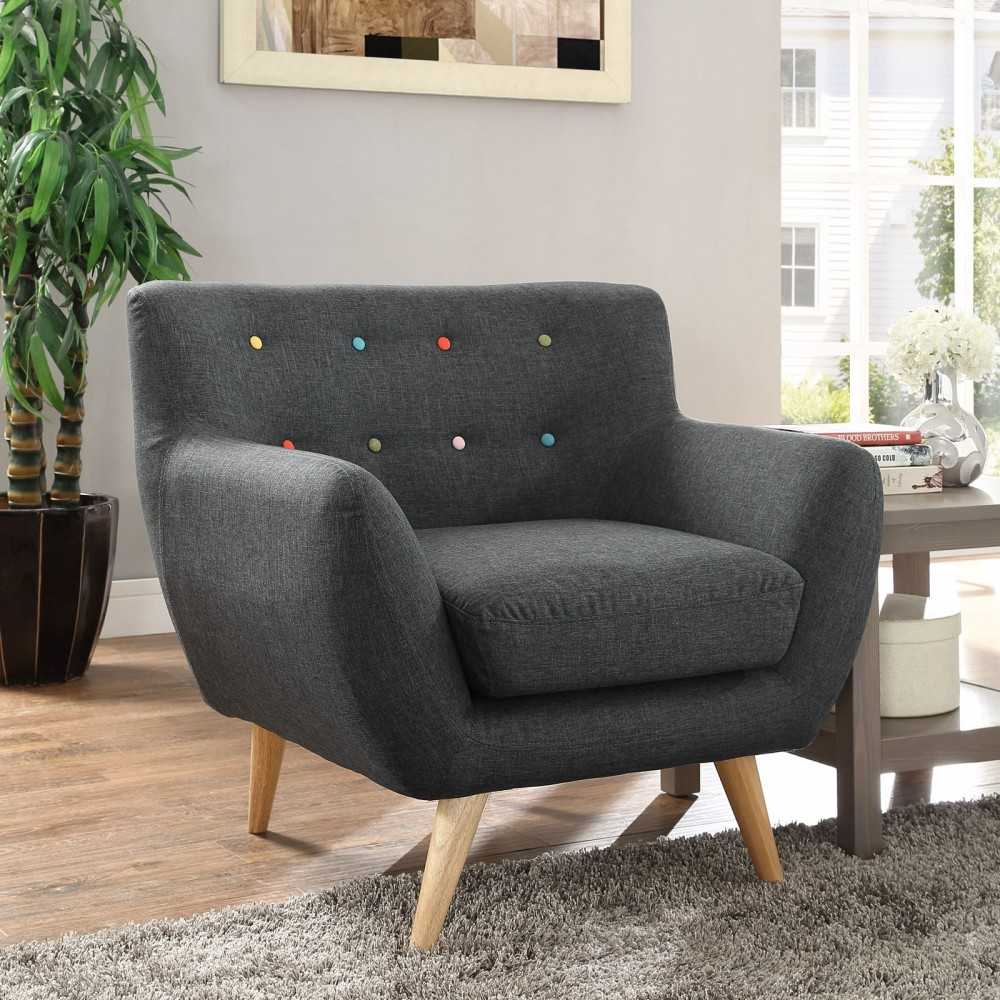 Remark Upholstered Fabric Armchair, Gray