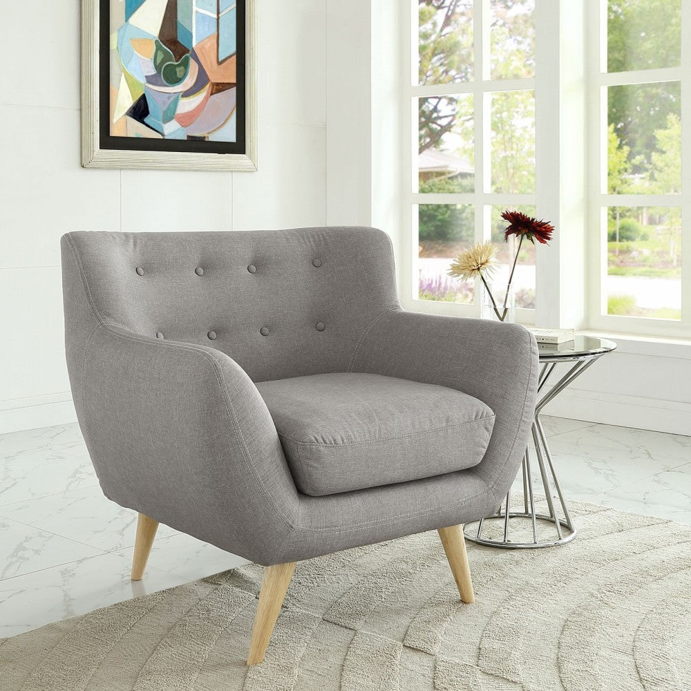 Remark Upholstered Fabric Armchair, Light Gray