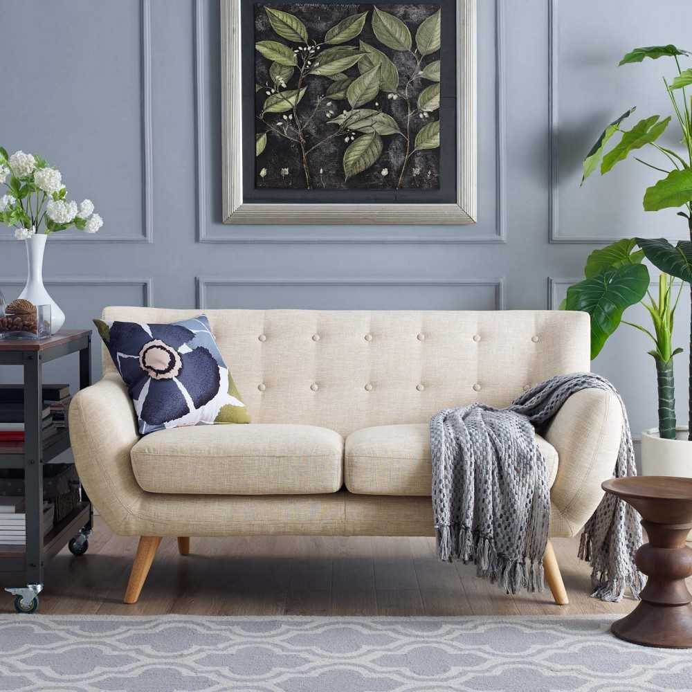 Remark Upholstered Fabric Loveseat, Beige