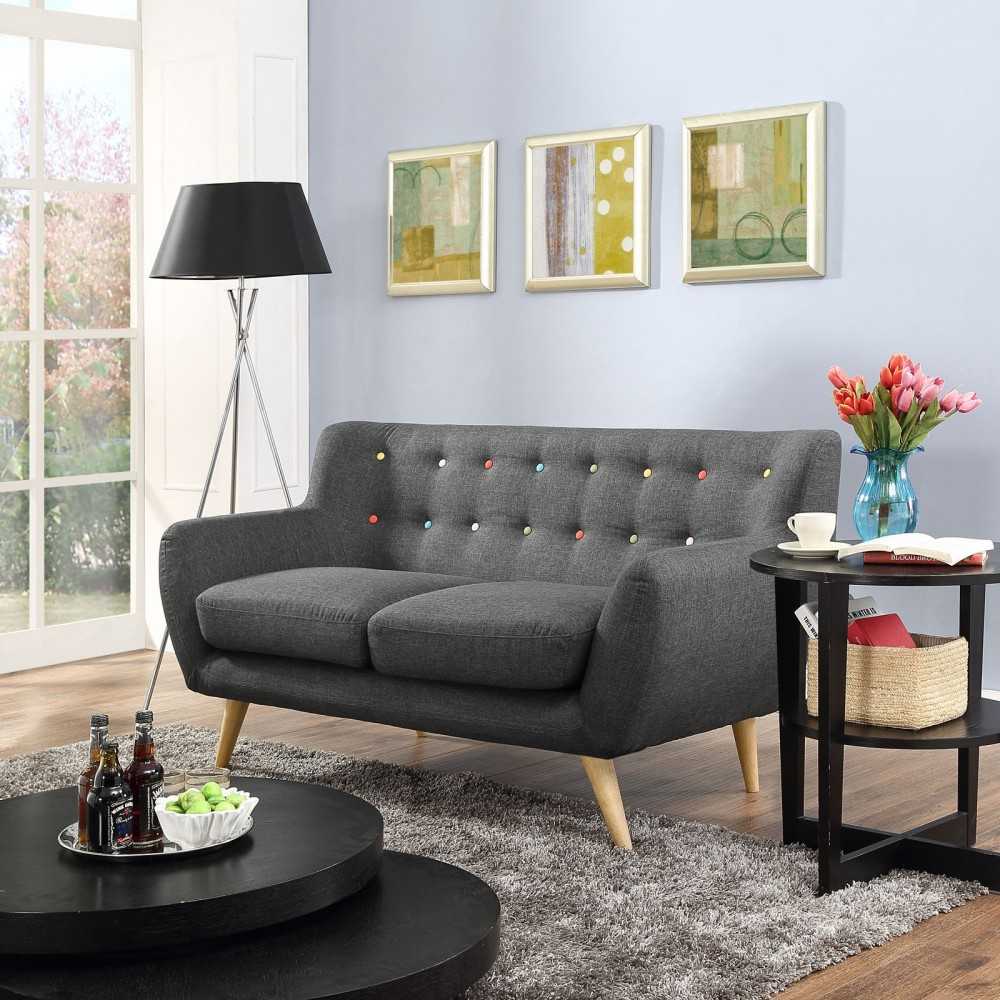 Remark Upholstered Fabric Loveseat, Gray