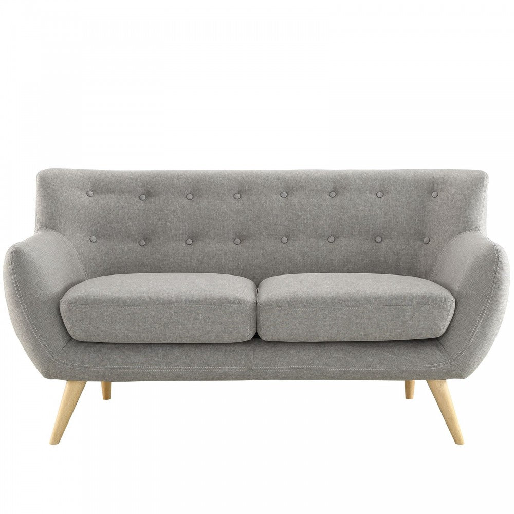 Remark Upholstered Fabric Loveseat, Light Gray