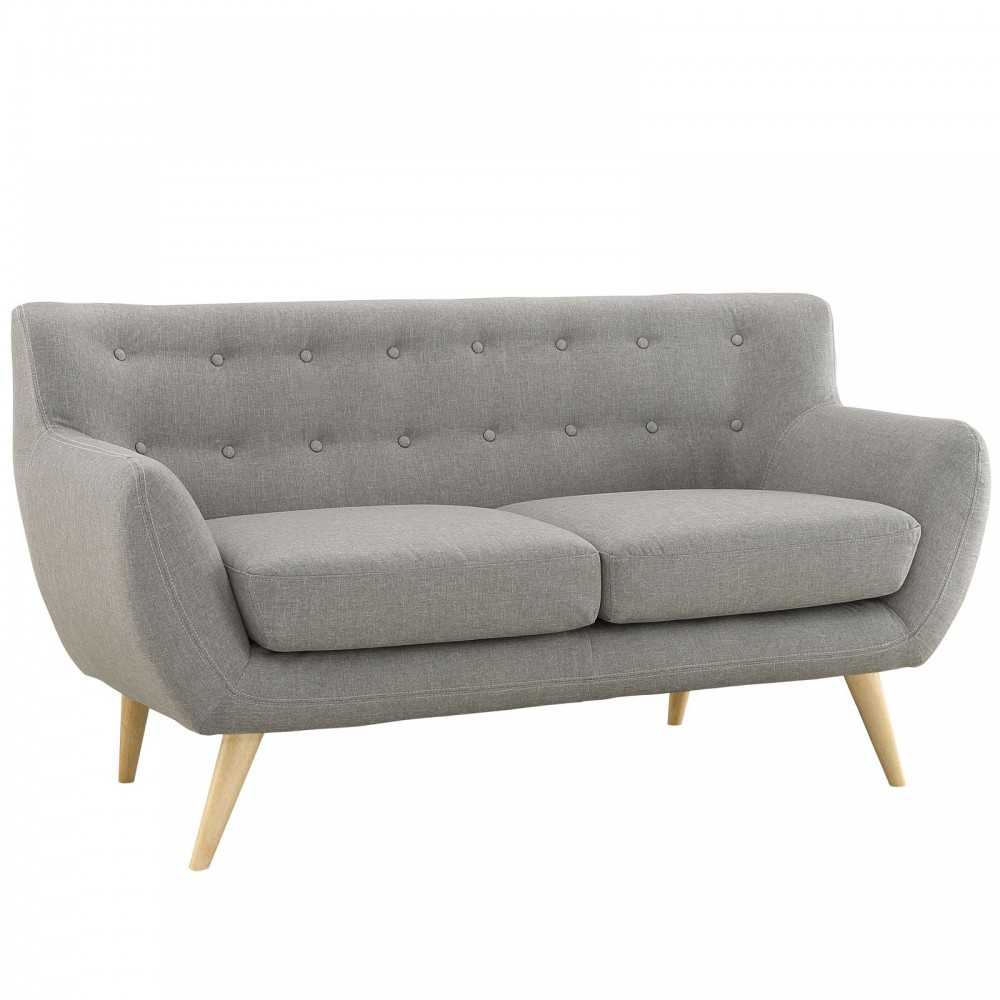 Remark Upholstered Fabric Loveseat, Light Gray