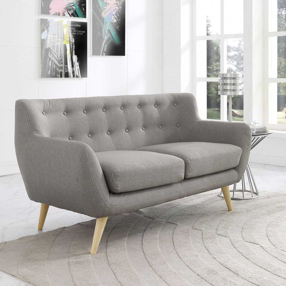 Remark Upholstered Fabric Loveseat, Light Gray
