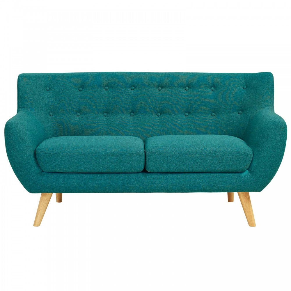 Remark Upholstered Fabric Loveseat, Teal