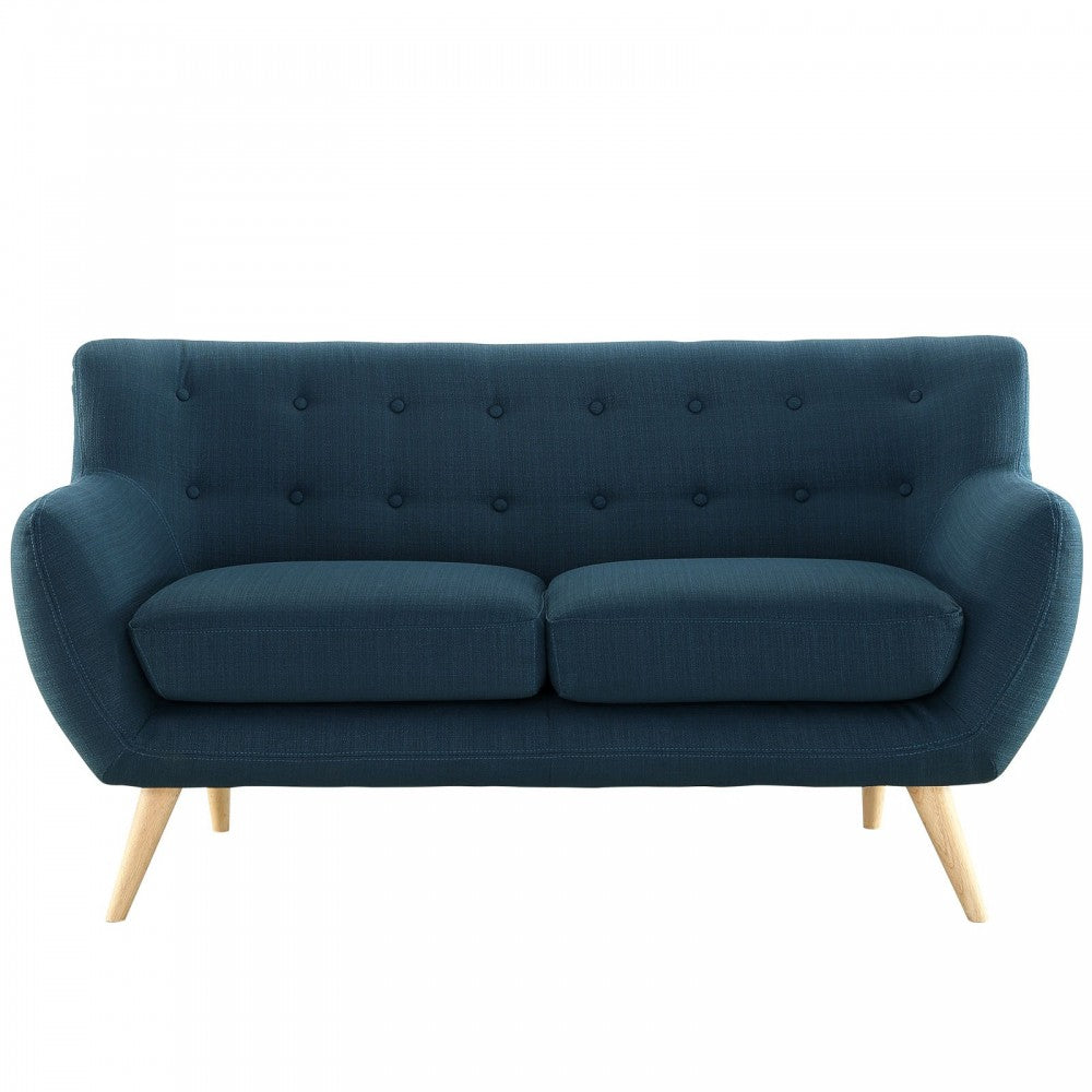 Remark Upholstered Fabric Loveseat, Azure