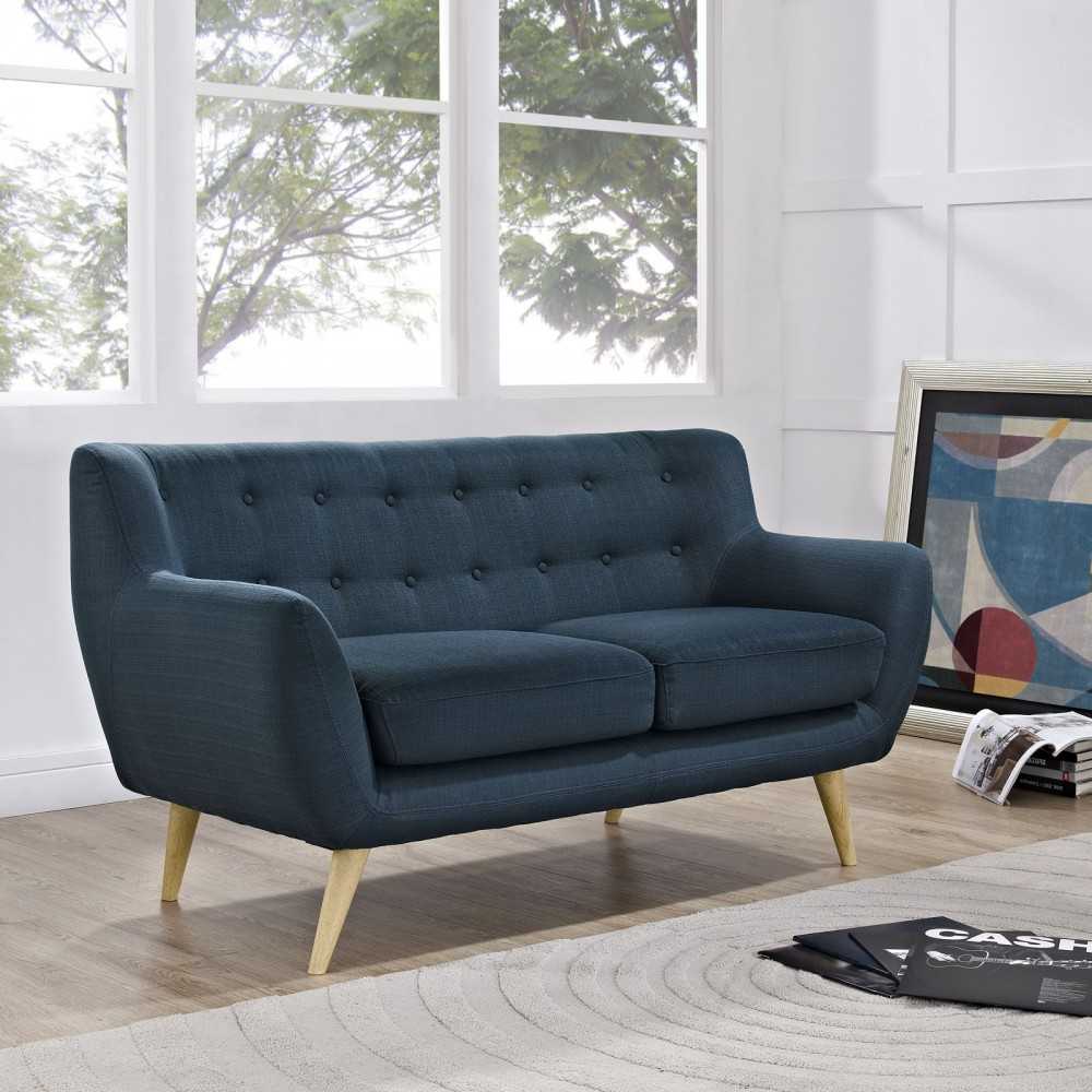Remark Upholstered Fabric Loveseat, Azure