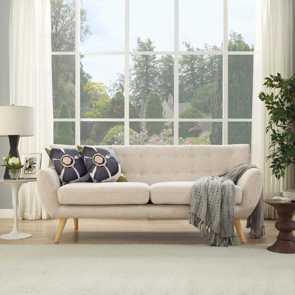 Remark Upholstered Fabric Sofa, Beige