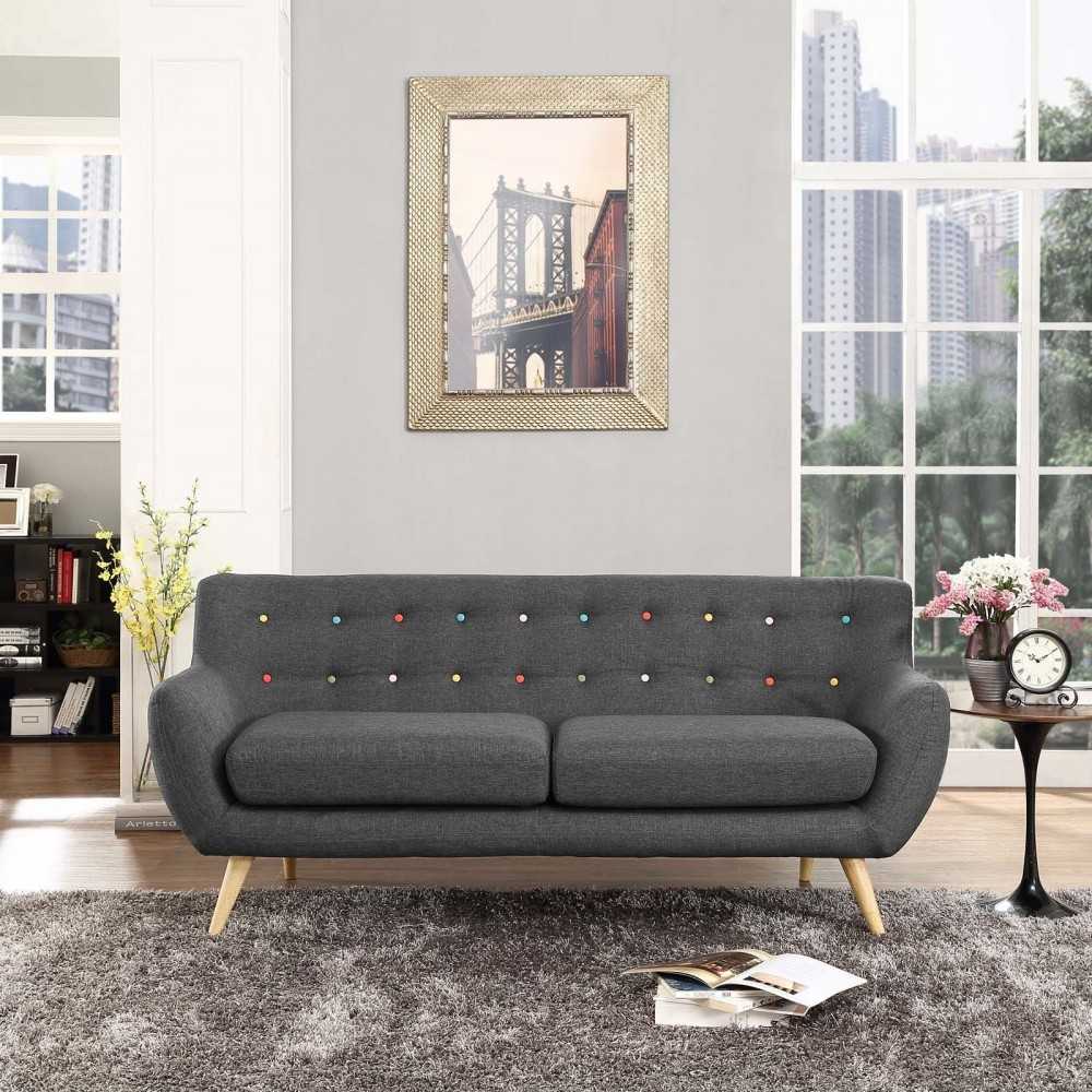 Remark Upholstered Fabric Sofa, Gray