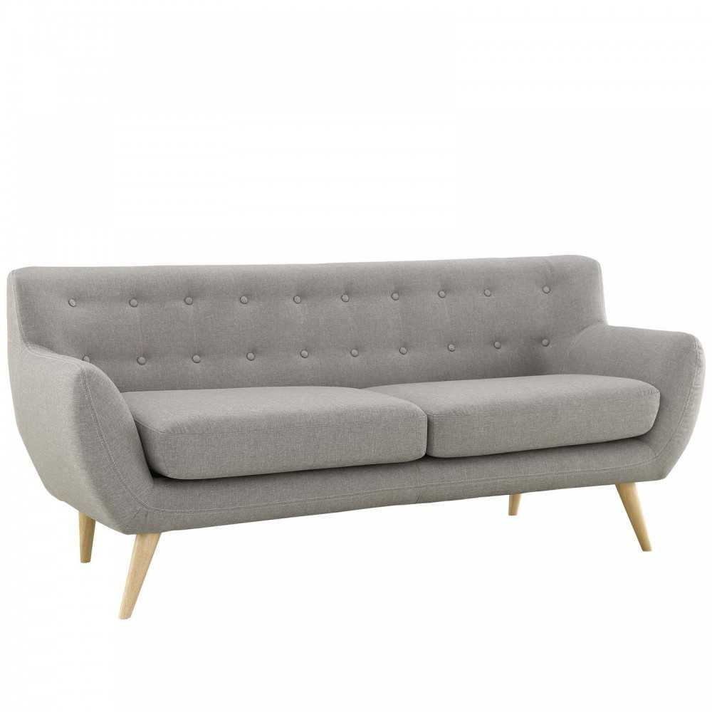 Remark Upholstered Fabric Sofa, Light Gray