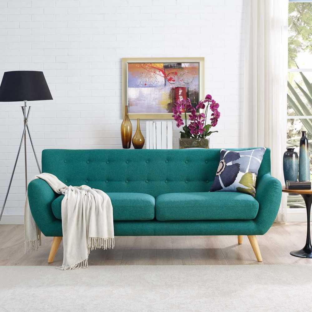 Remark Upholstered Fabric Sofa, Teal