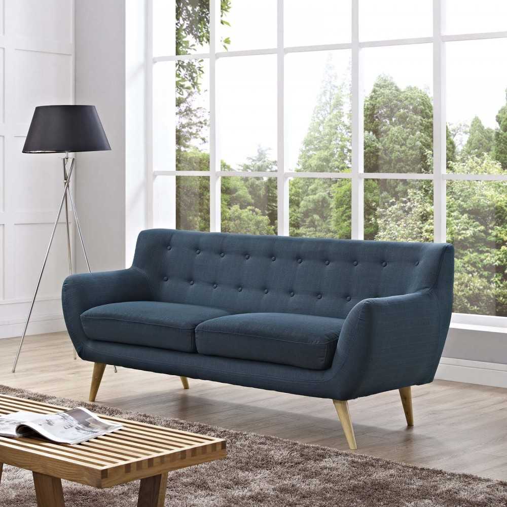 Remark Upholstered Fabric Sofa, Azure