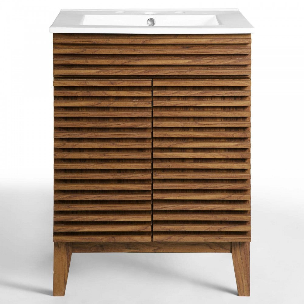 Render Bathroom Vanity, Walnut White