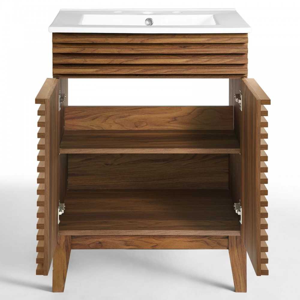 Render Bathroom Vanity, Walnut White