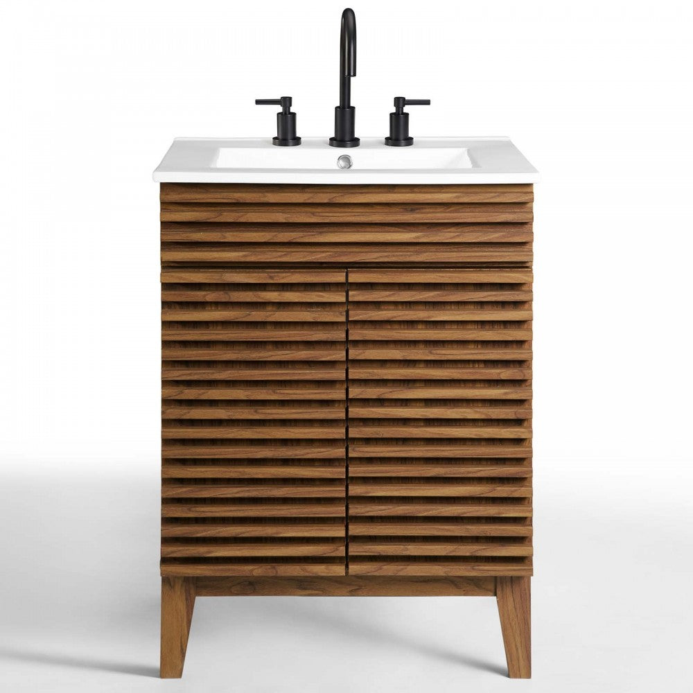 Render Bathroom Vanity, Walnut White