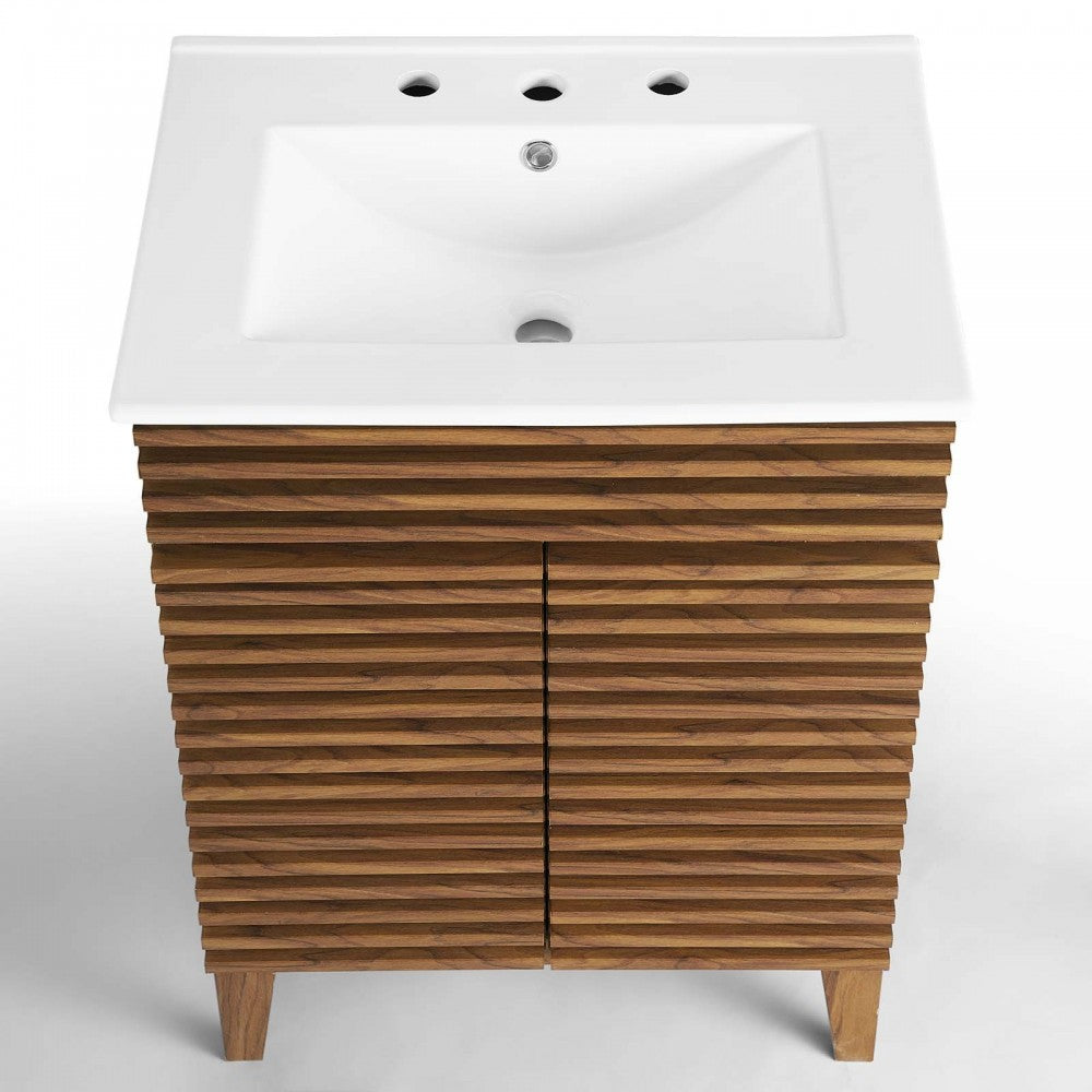 Render Bathroom Vanity, Walnut White
