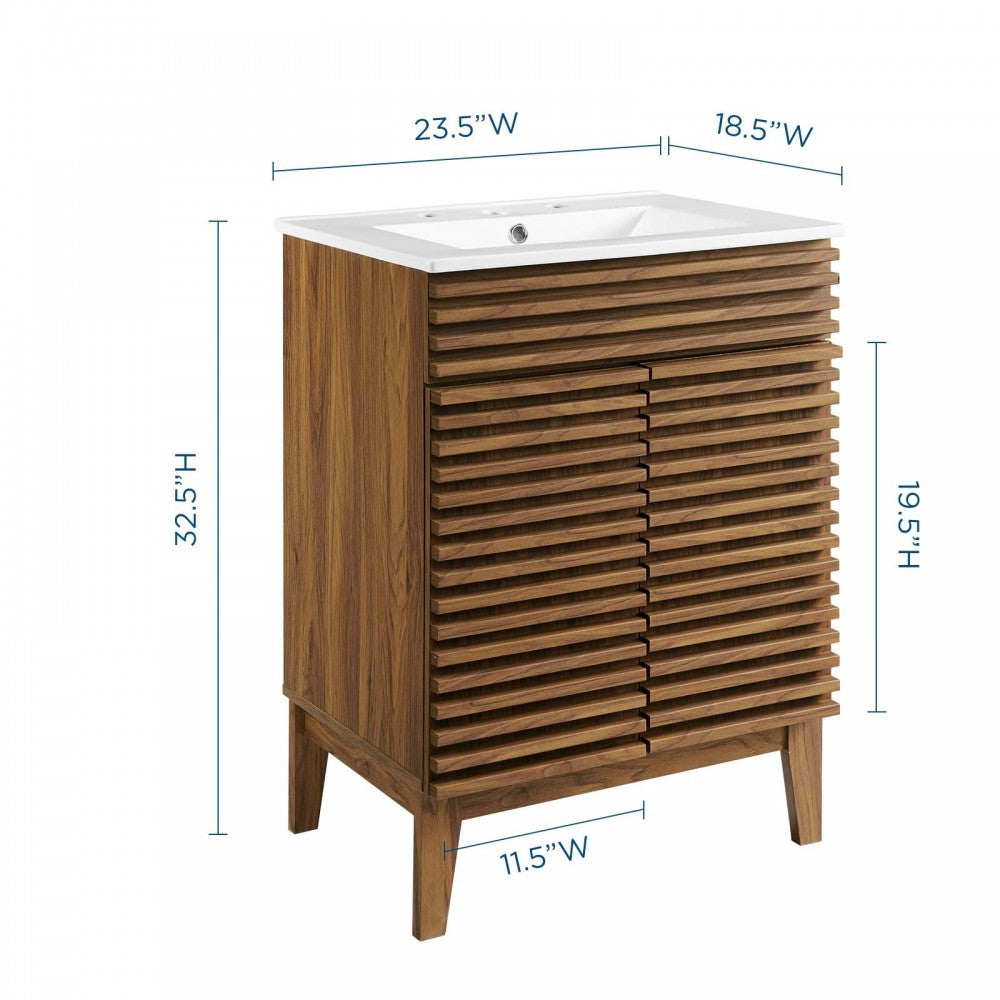 Render Bathroom Vanity, Walnut White