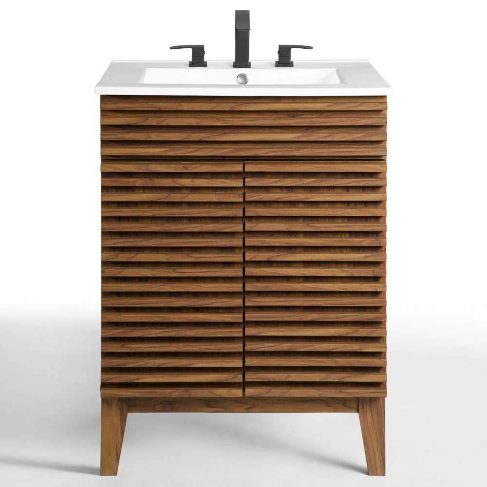 Render Bathroom Vanity, Walnut White