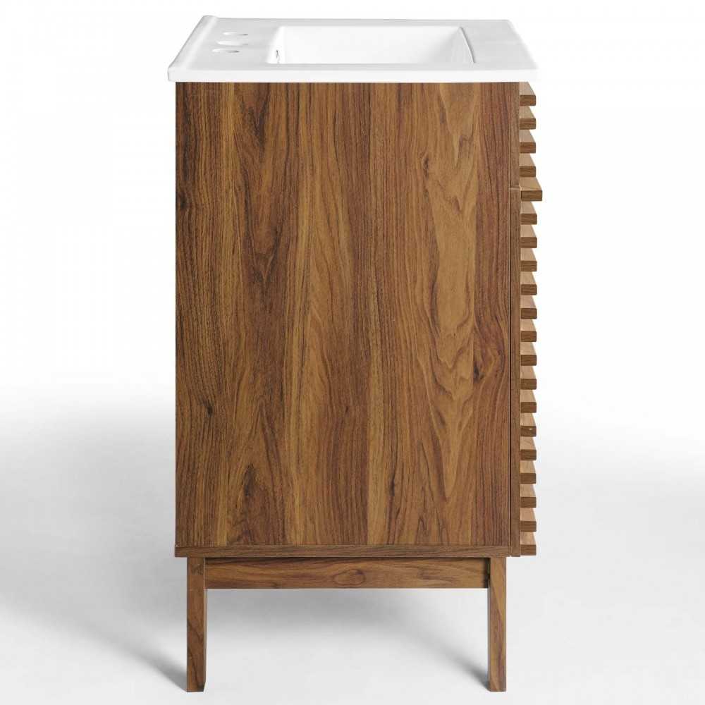 Render Bathroom Vanity, Walnut White
