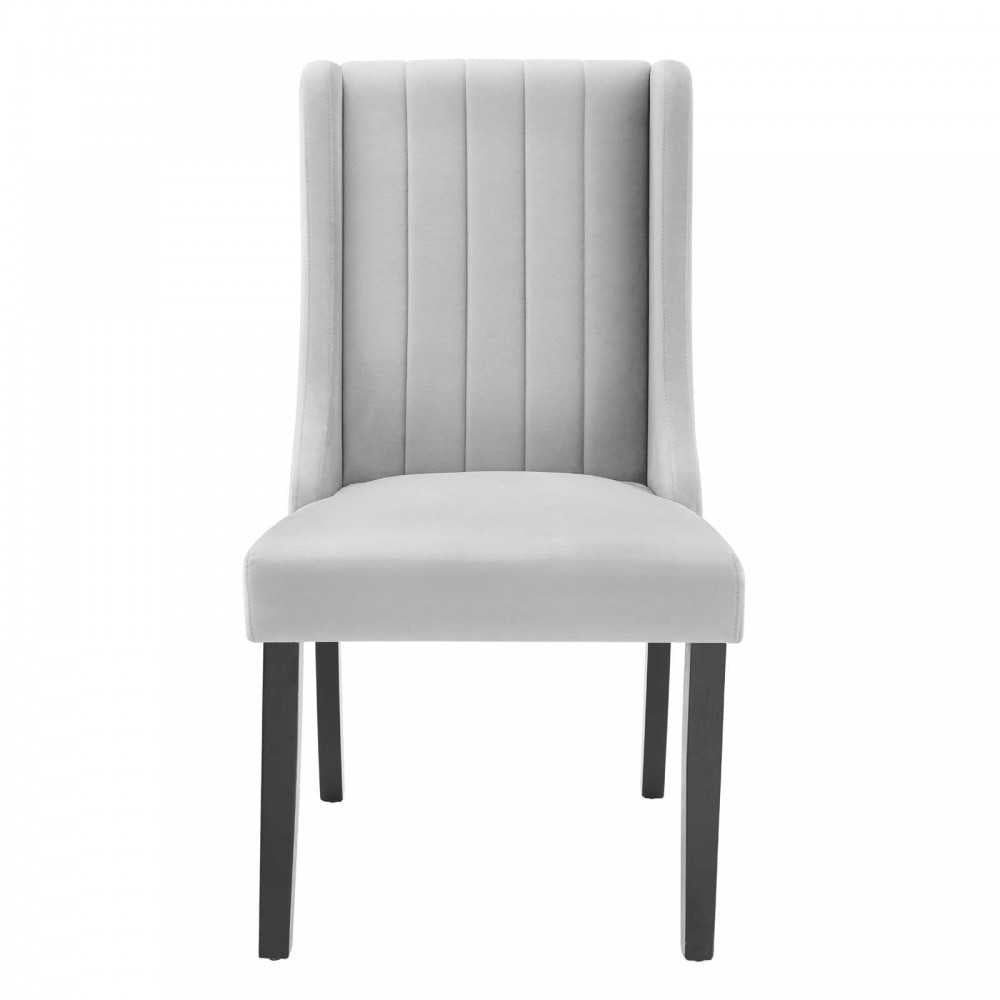Renew Parsons Performance Velvet Dining Side Chairs - Set of 2, Light Gray