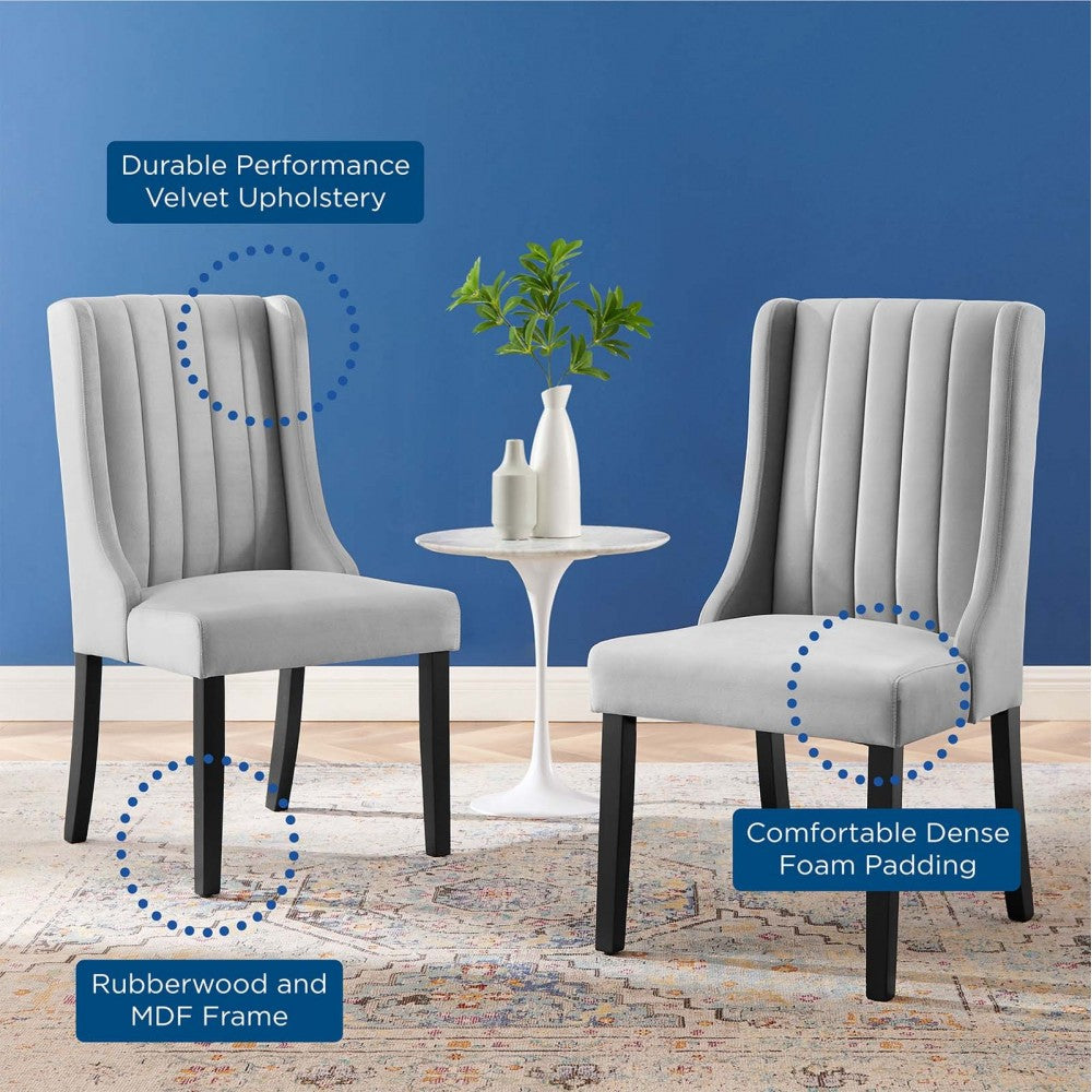 Renew Parsons Performance Velvet Dining Side Chairs - Set of 2, Light Gray