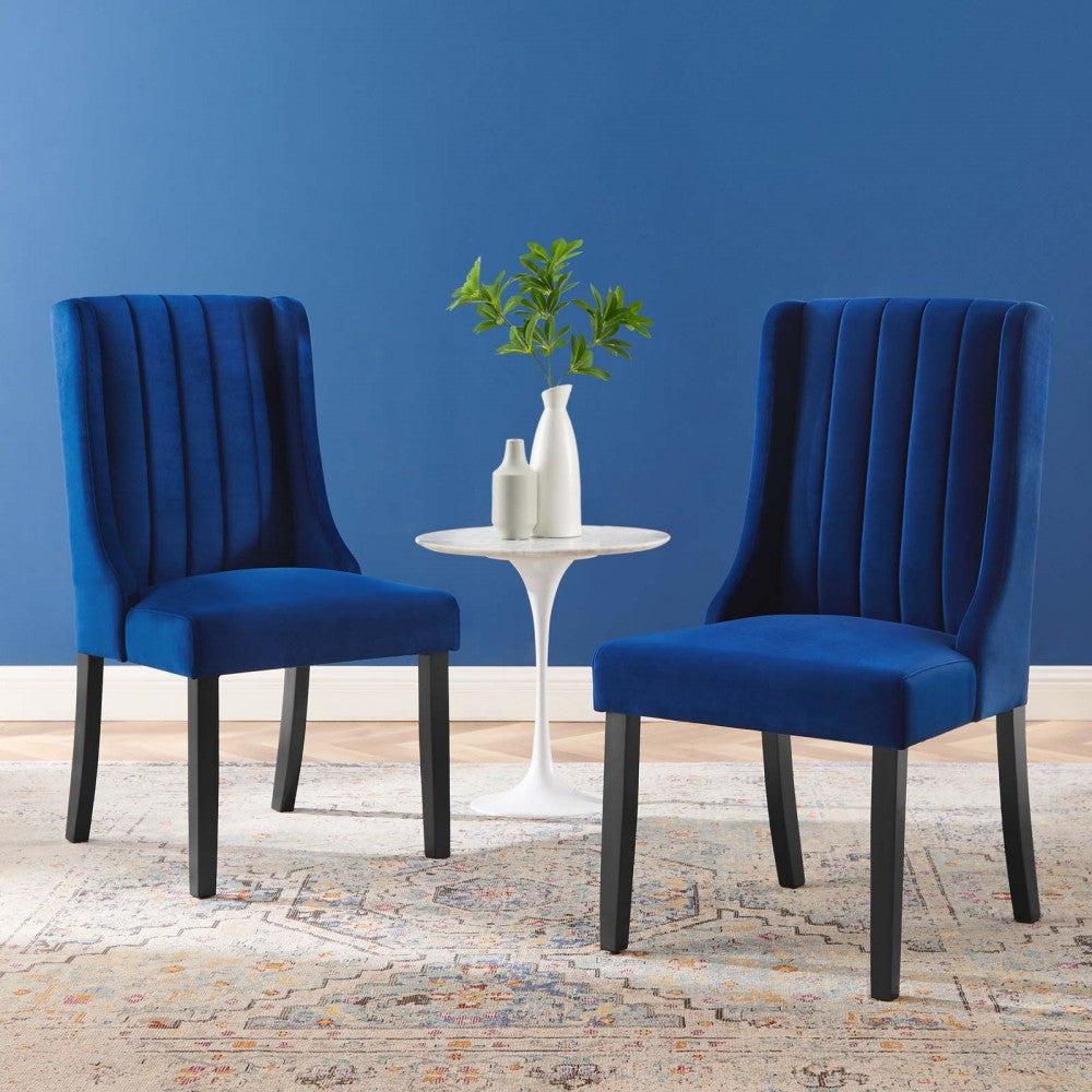 Renew Parsons Performance Velvet Dining Side Chairs - Set of 2, Navy
