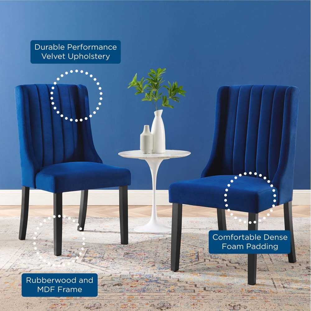 Renew Parsons Performance Velvet Dining Side Chairs - Set of 2, Navy