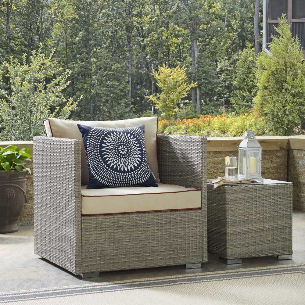 Repose Outdoor Patio Armchair, White, EEI-2960-LGR-BEI
