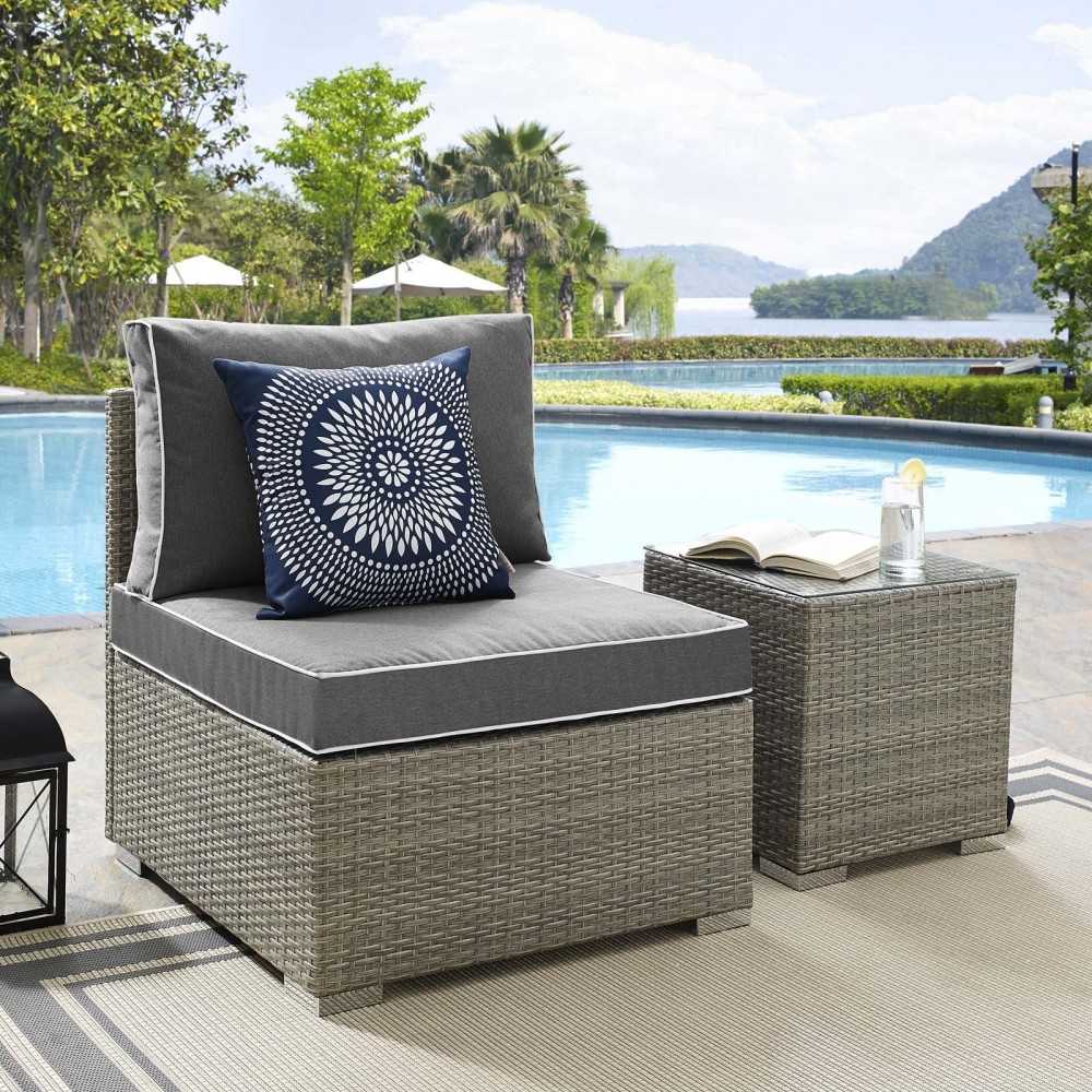 Repose Outdoor Patio Armless Chair, White, EEI-2958-LGR-CHA