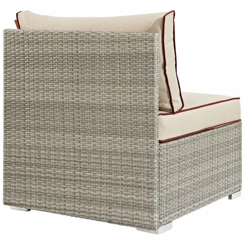 Repose Outdoor Patio Armless Chair, White, EEI-2958-LGR-BEI