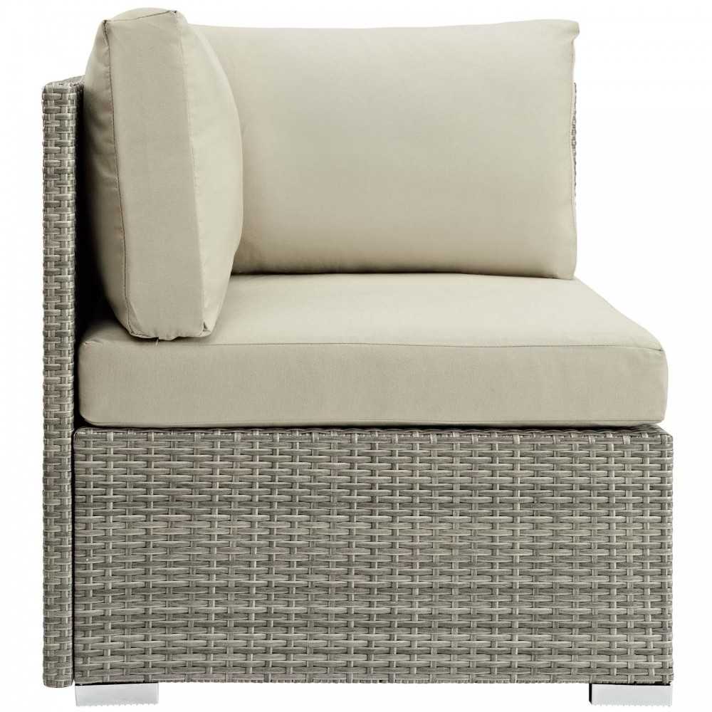 Repose Sunbrella Fabric Outdoor Patio Corner, White, EEI-2957-LGR-BEI