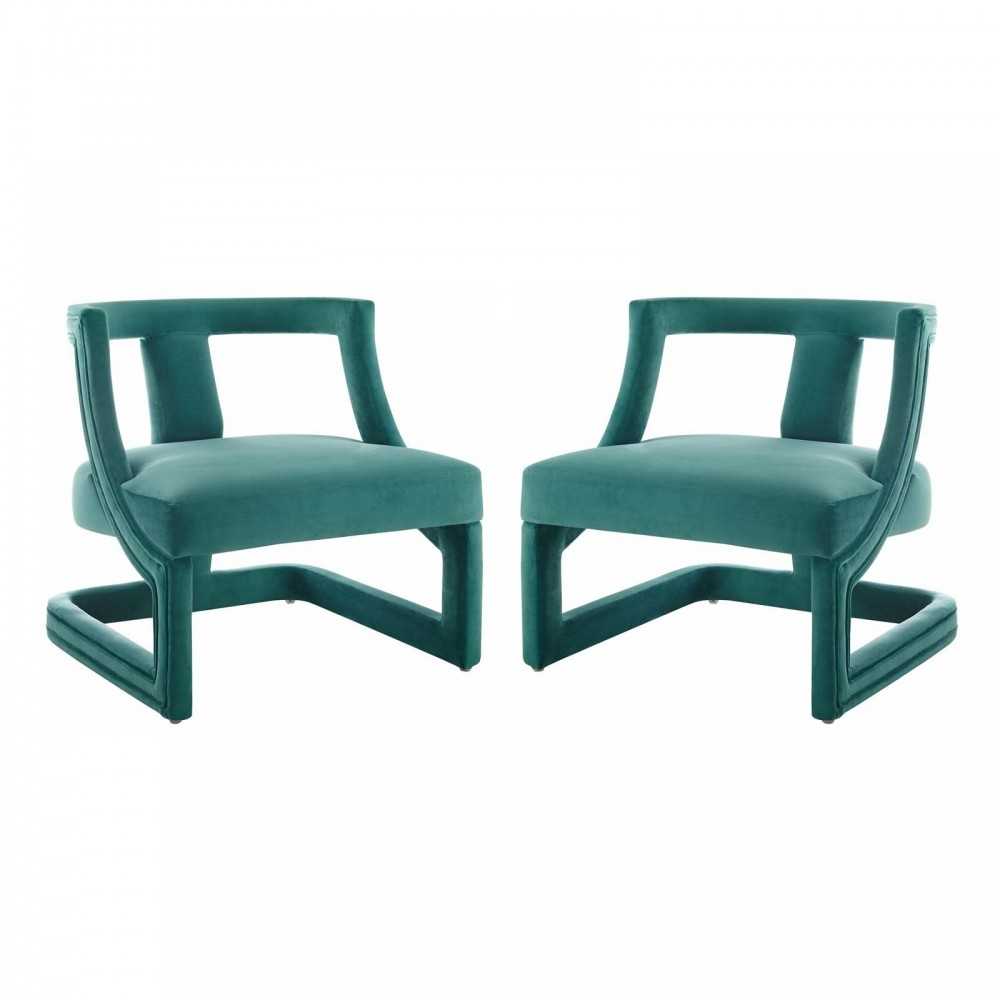 Requisite Armchair Performance Velvet Set of 2, Teal