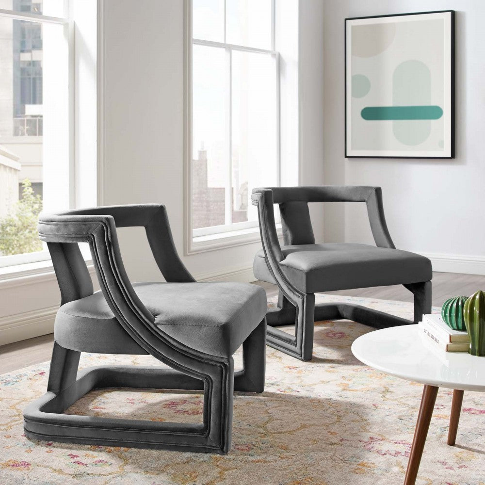 Requisite Armchair Performance Velvet Set of 2, Gray