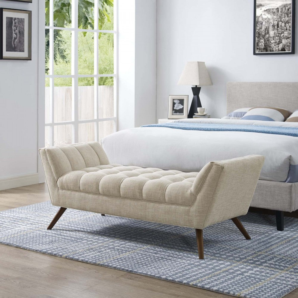 Response Medium Upholstered Fabric Bench, Beige