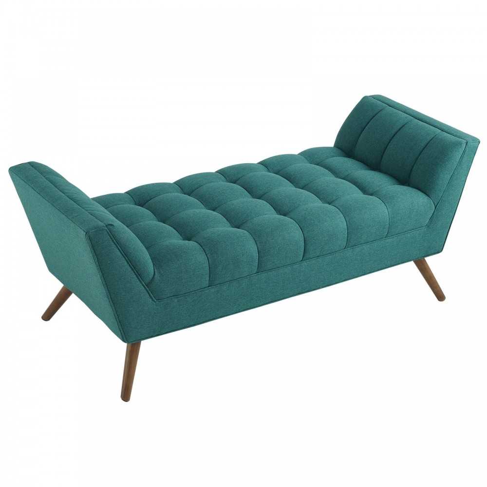 Response Medium Upholstered Fabric Bench, Teal