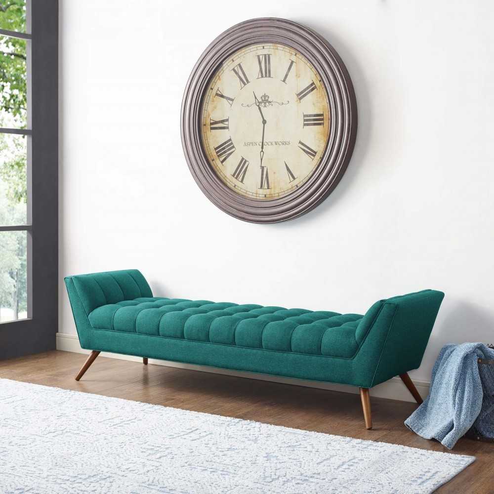 Response Upholstered Fabric Bench, Teal