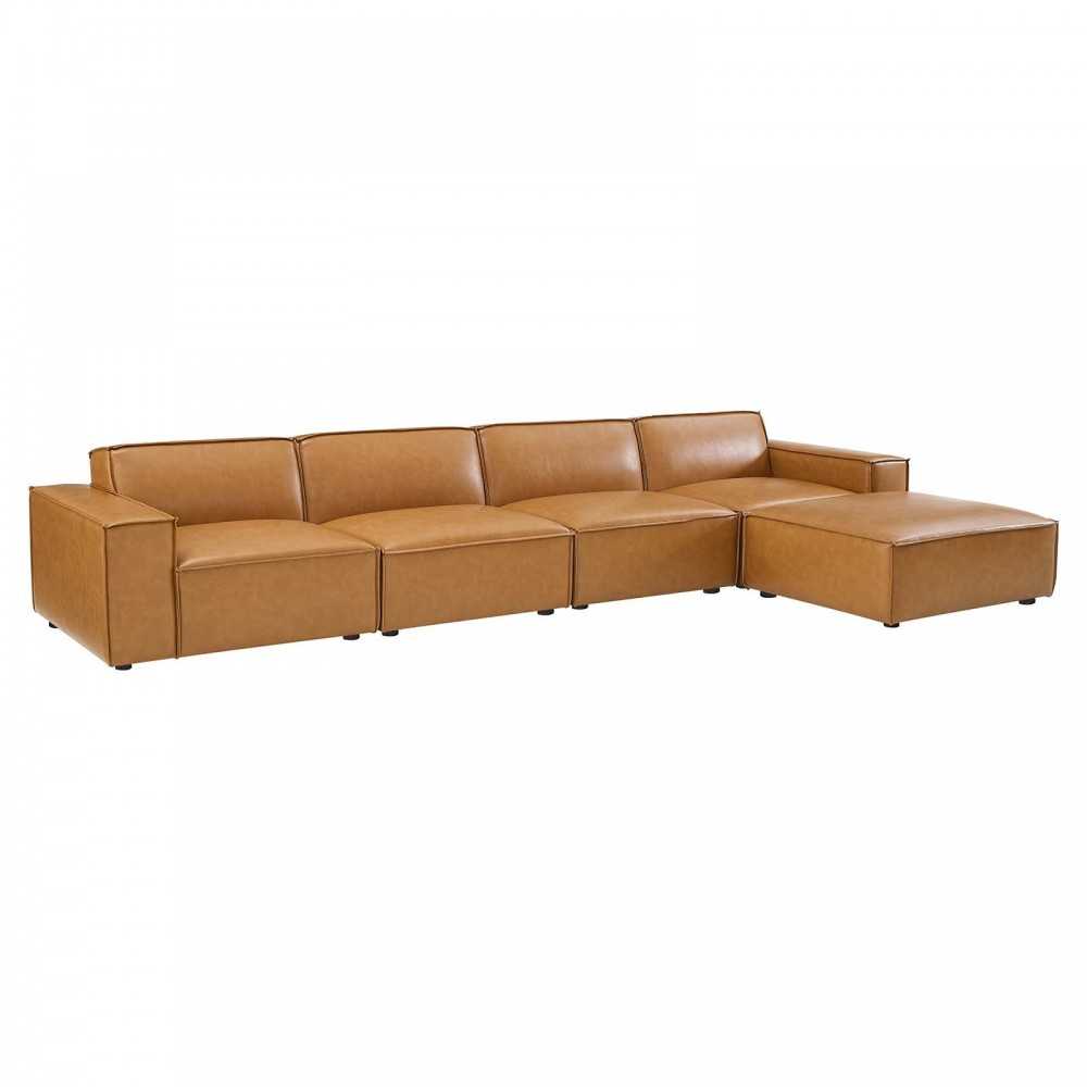 Restore 5-Piece Vegan Leather Sectional Sofa, Tan, EEI-4711-TAN