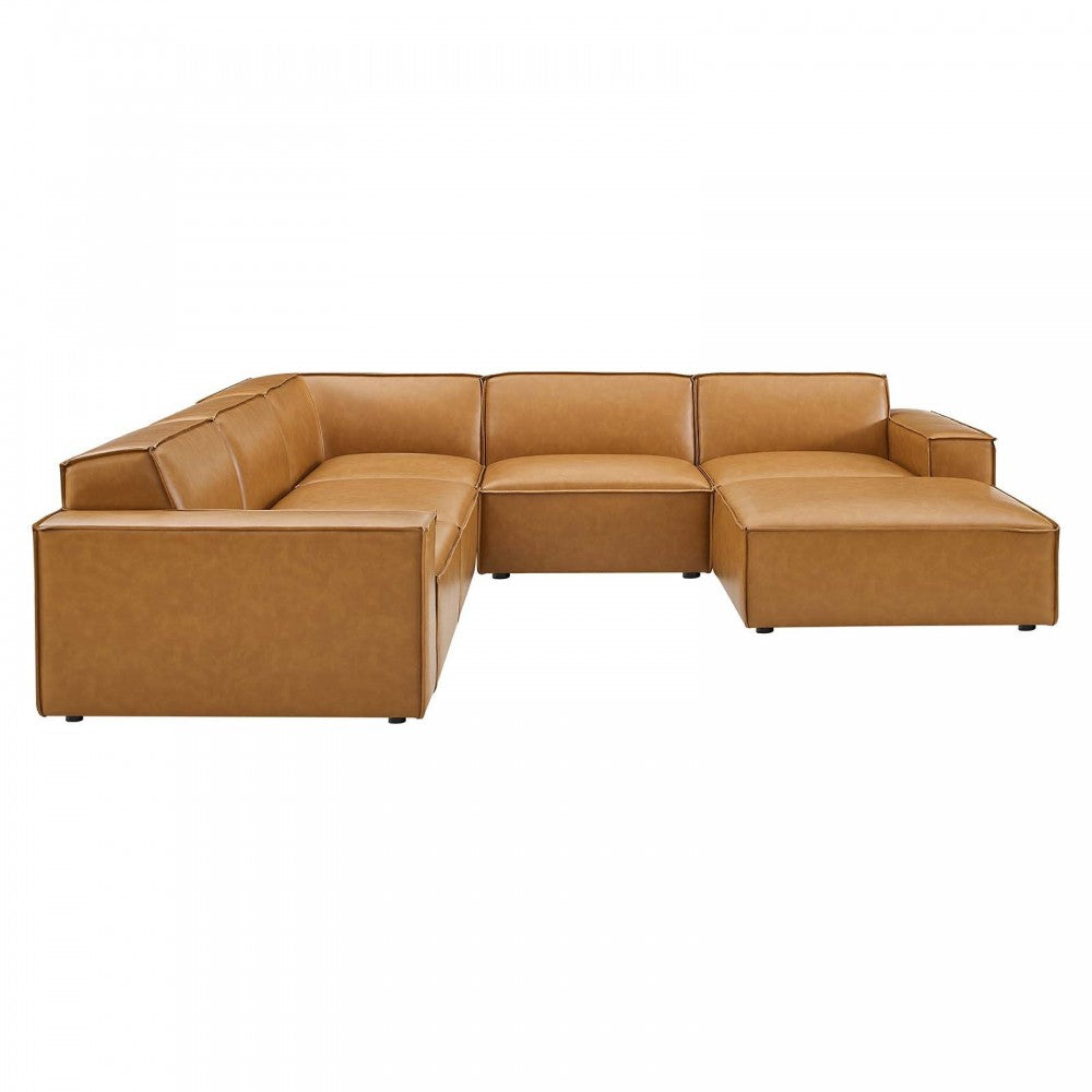 Restore 6-Piece Vegan Leather Sectional Sofa, Tan, EEI-4714-TAN