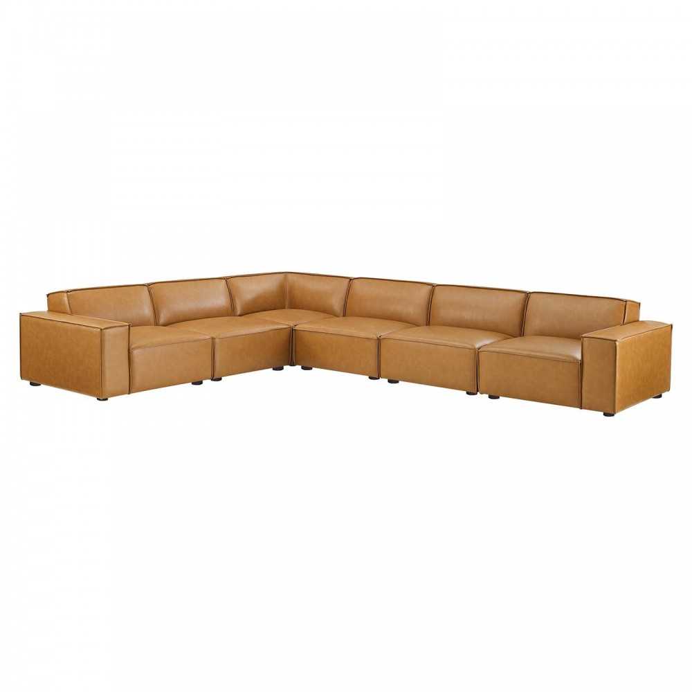 Restore 6-Piece Vegan Leather Sectional Sofa, Tan, EEI-4715-TAN