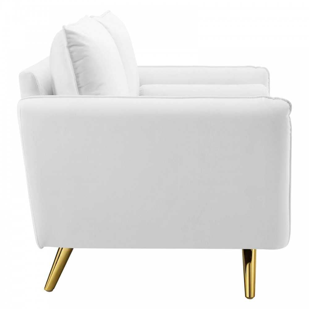 Revive Performance Velvet Loveseat, White