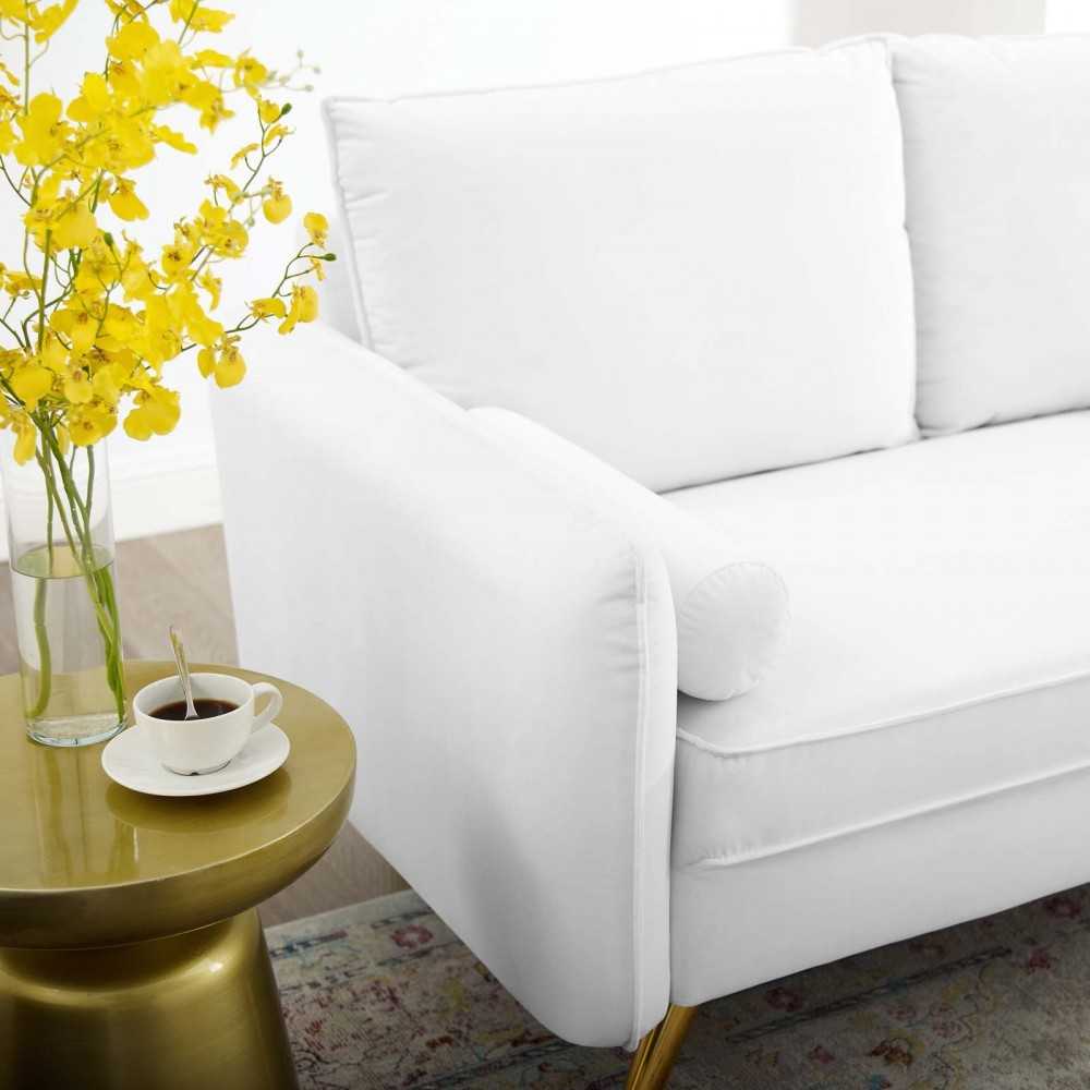 Revive Performance Velvet Loveseat, White
