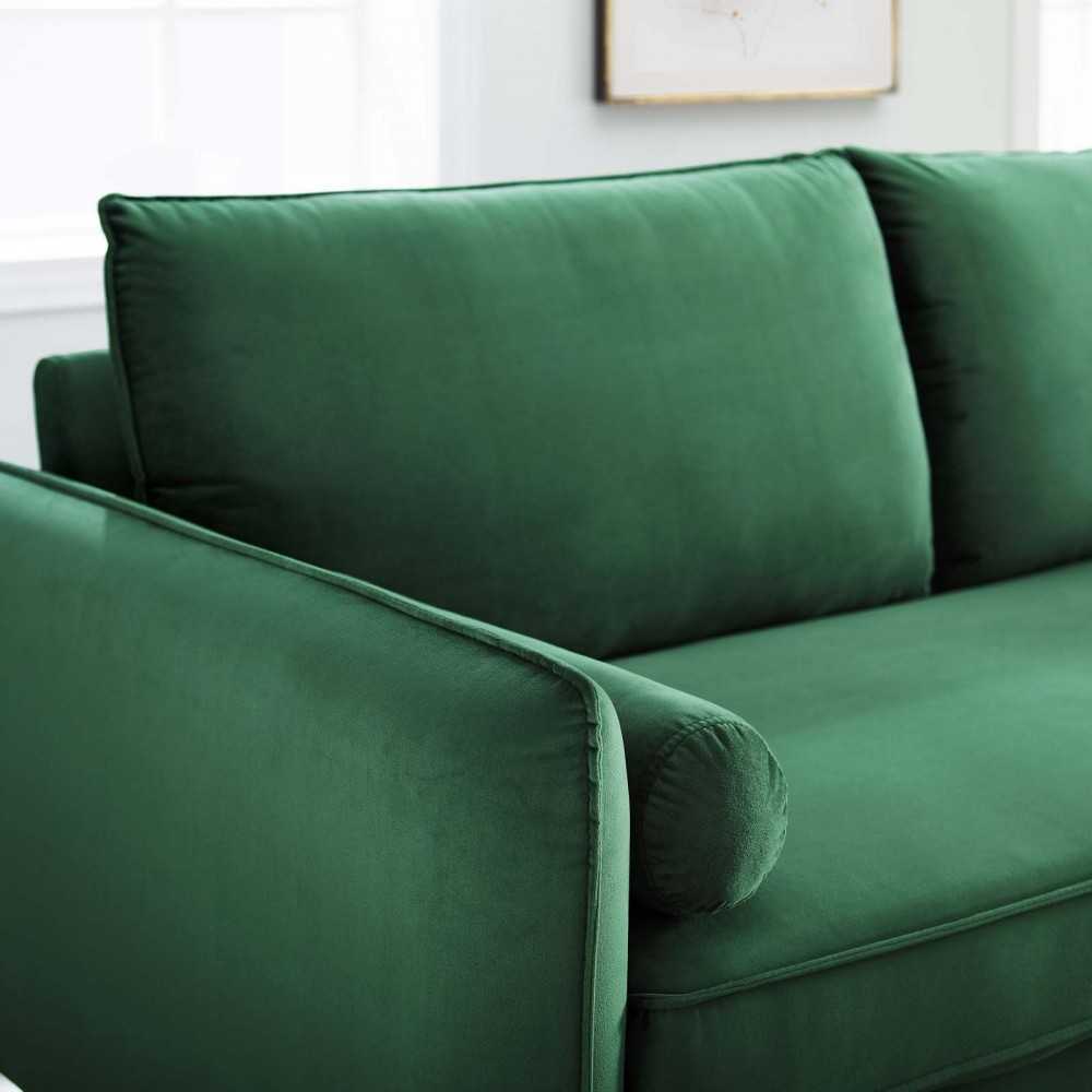 Revive Performance Velvet Sofa, Emerald