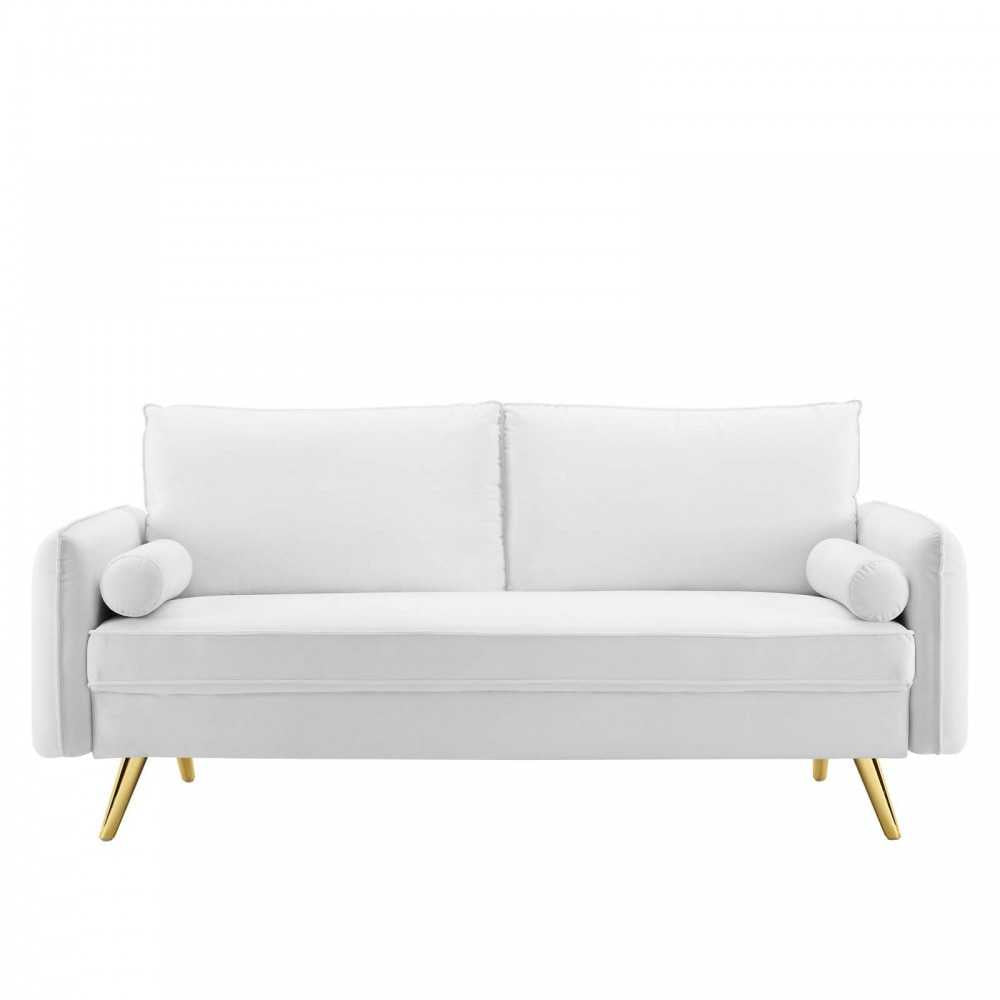 Revive Performance Velvet Sofa, White