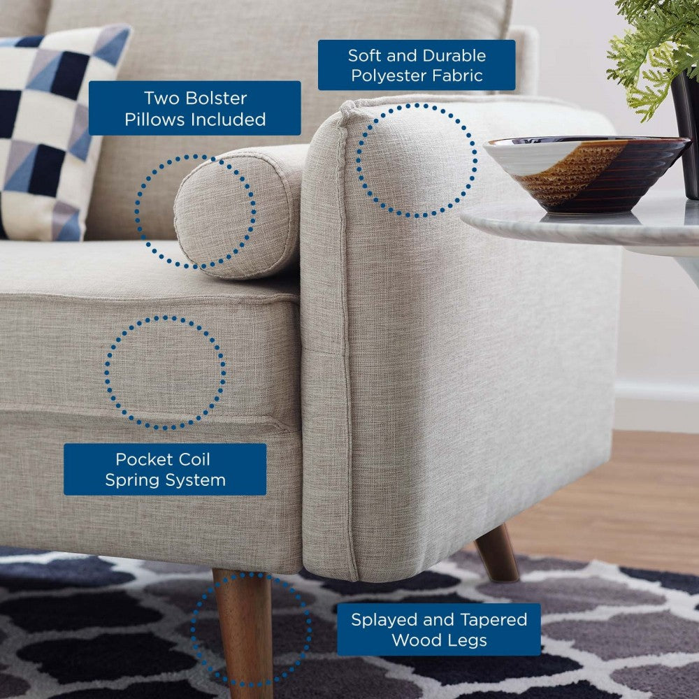 Revive Upholstered Fabric Sofa and Loveseat Set, Beige