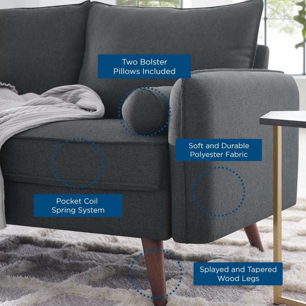 Revive Upholstered Fabric Sofa and Loveseat Set, Gray