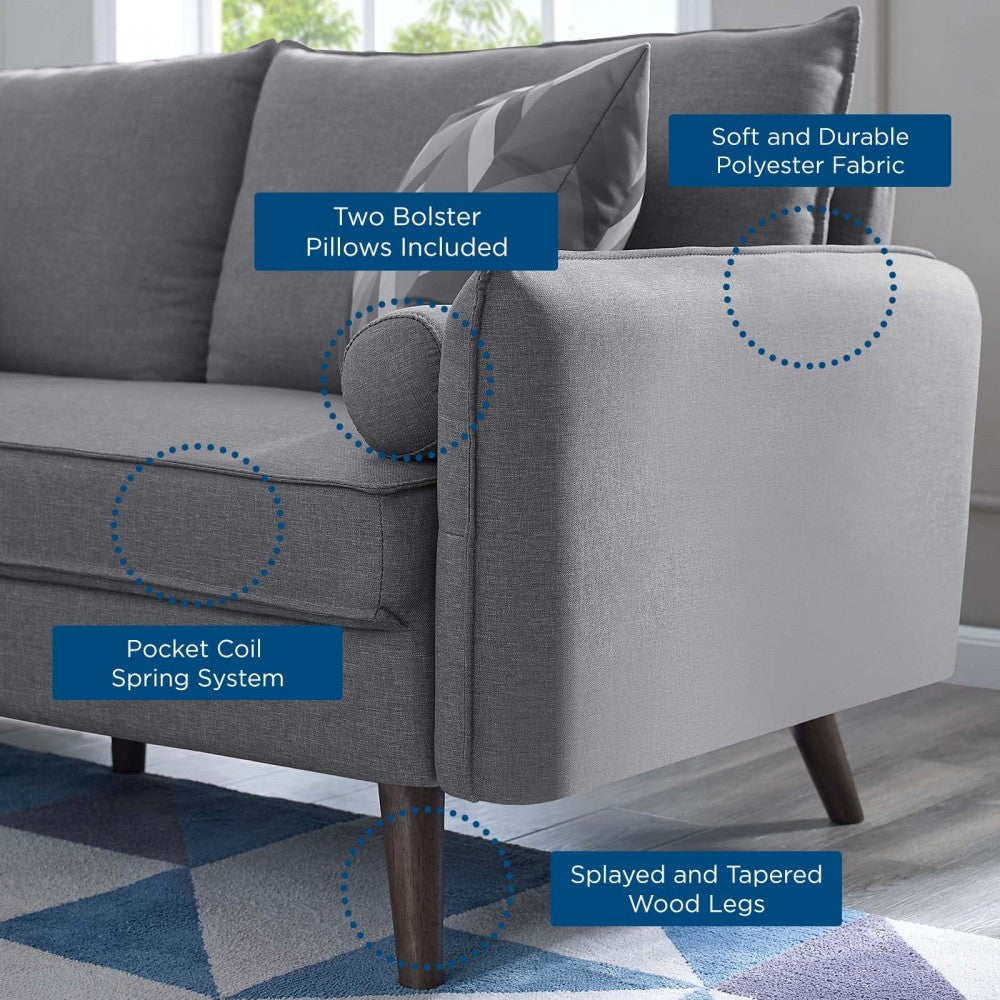 Revive Upholstered Fabric Sofa and Loveseat Set, Light Gray