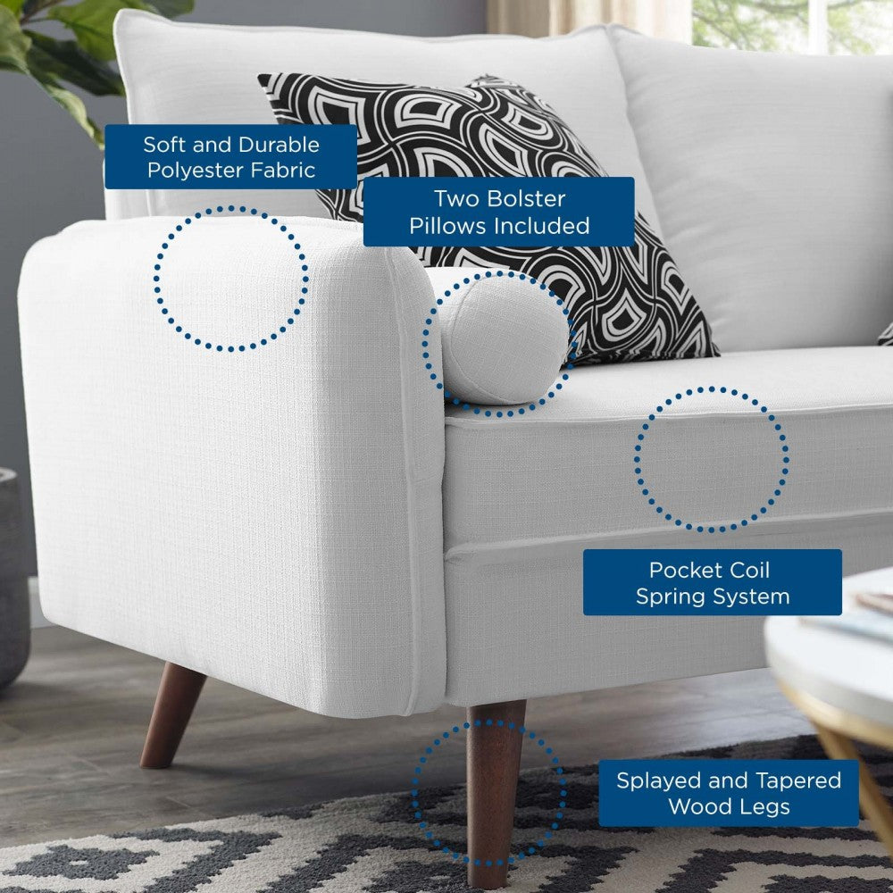 Revive Upholstered Fabric Sofa and Loveseat Set, White